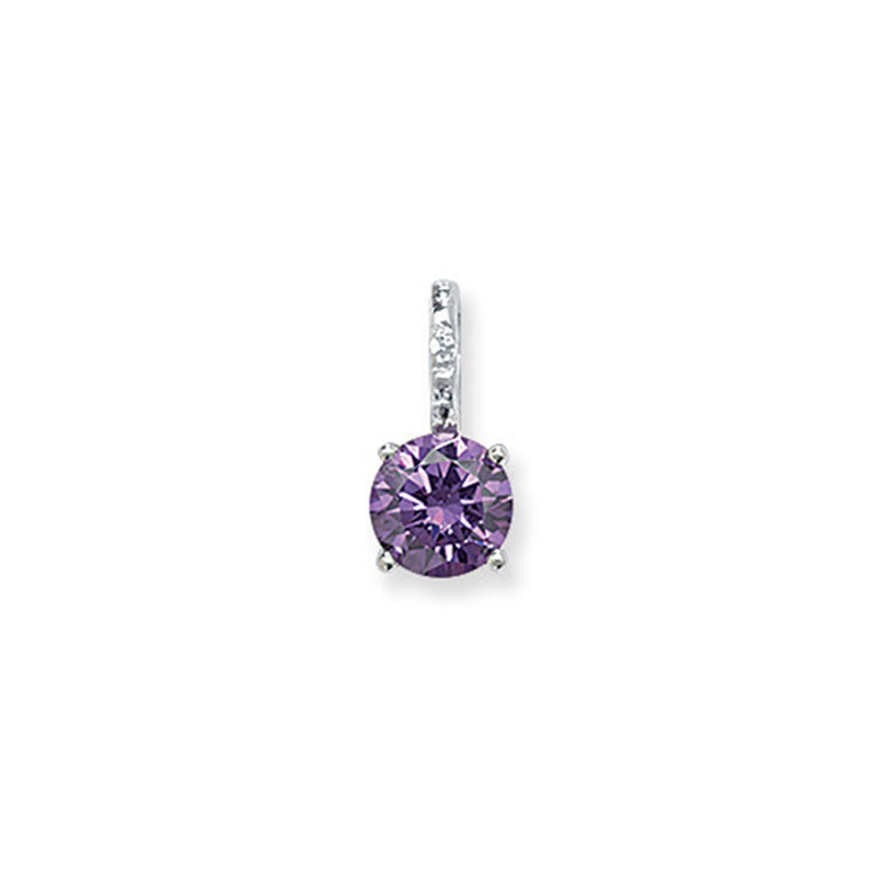 Round Amethyst Colour Cz Pendant