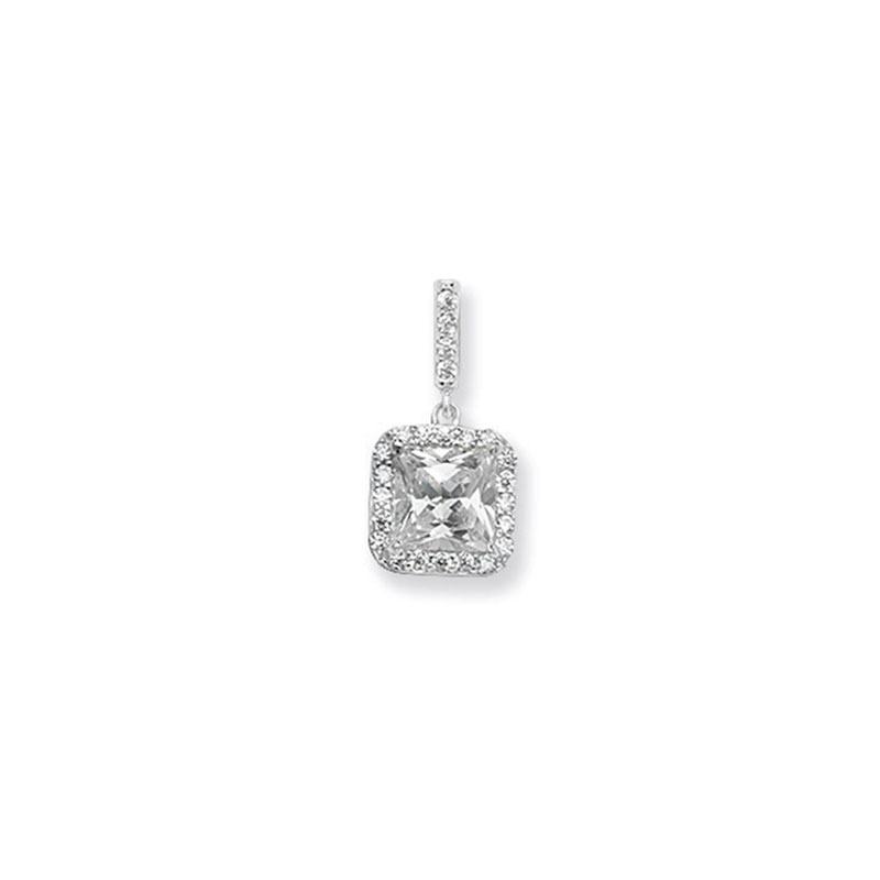 Square Cz Drop Pendant