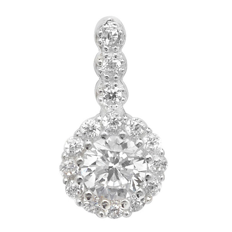 Small Round CZ Drop Pendant