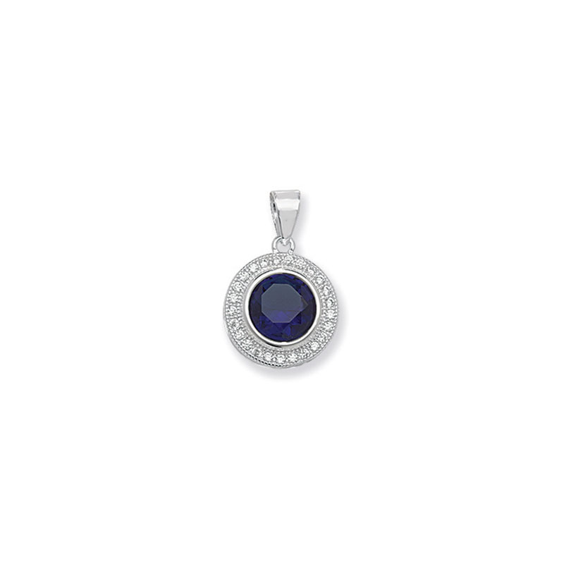 Silver Round Sapphire Pendant