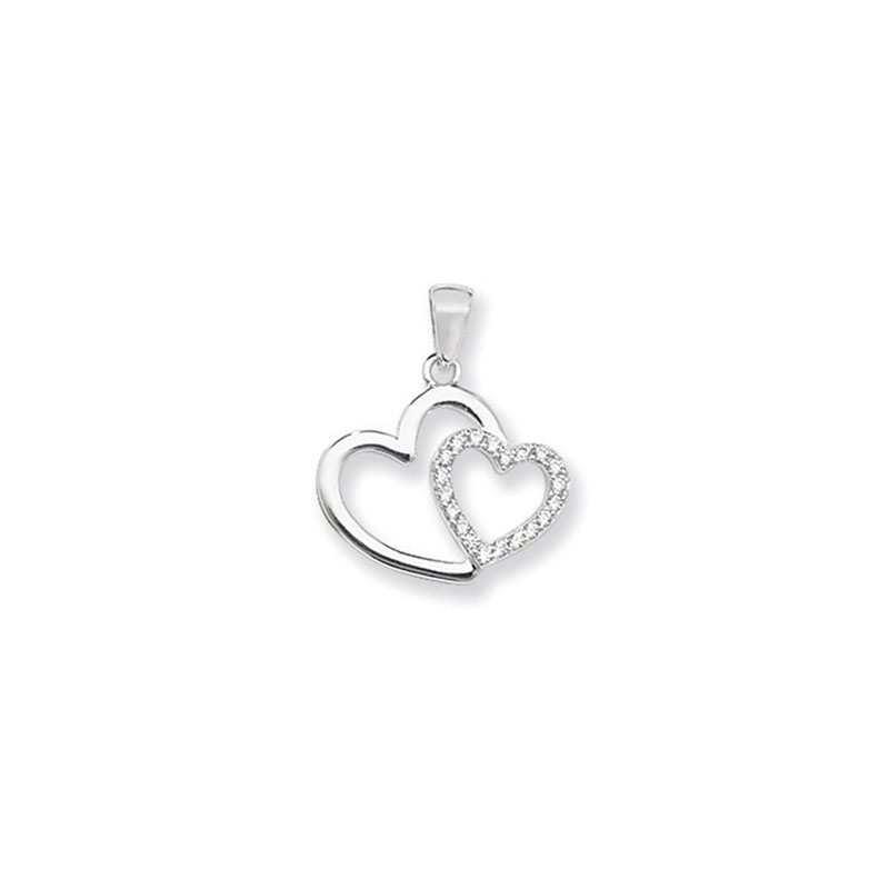 Double Cz Heart Pendant