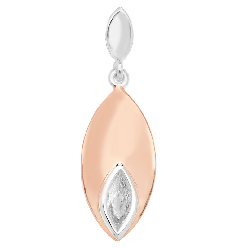 Rose Gold CZ Leaf Shape Pendant