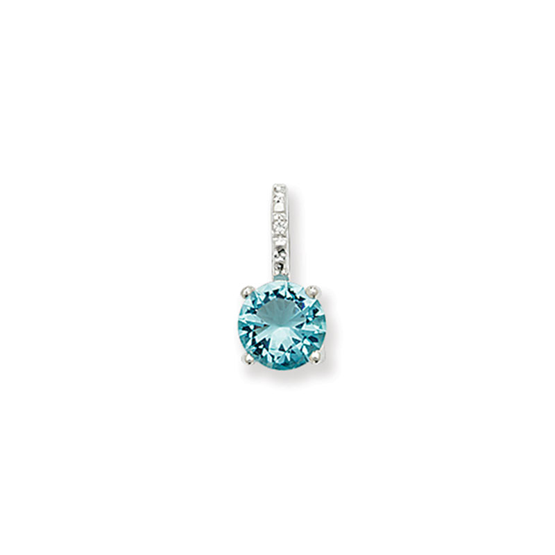 Round Light Blue Cz Pendant