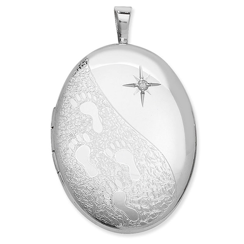 Oval Locket With Footprints