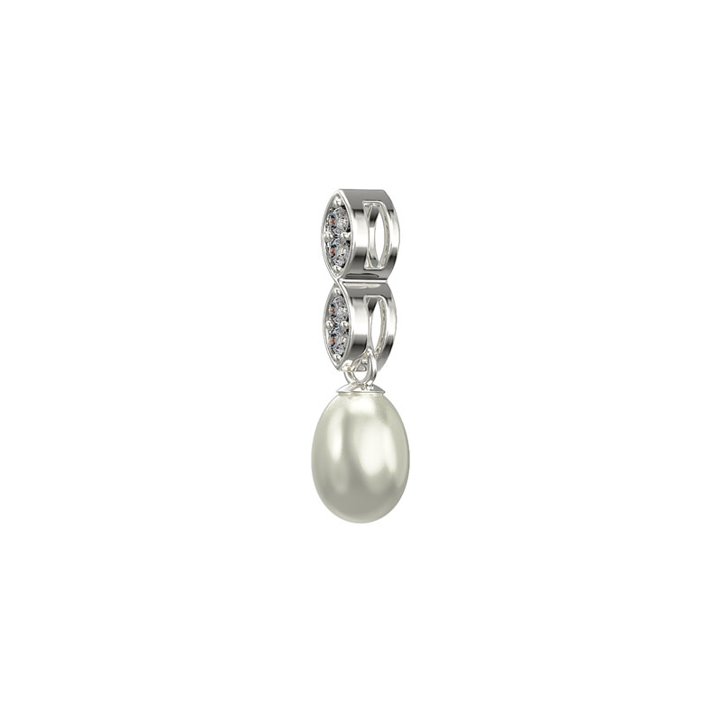 Silver CZ Pearl Drop Pendant