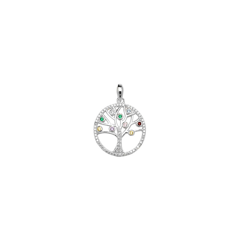 Multi Colour CZ Tree Of Life Pendant