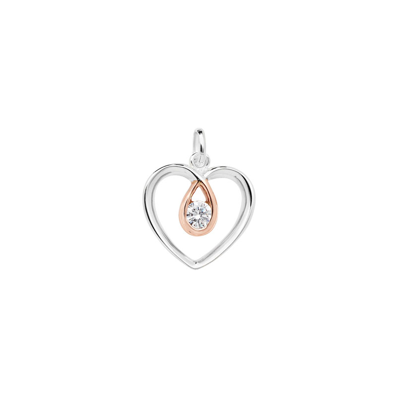 Two Tone CZ Heart Pendant