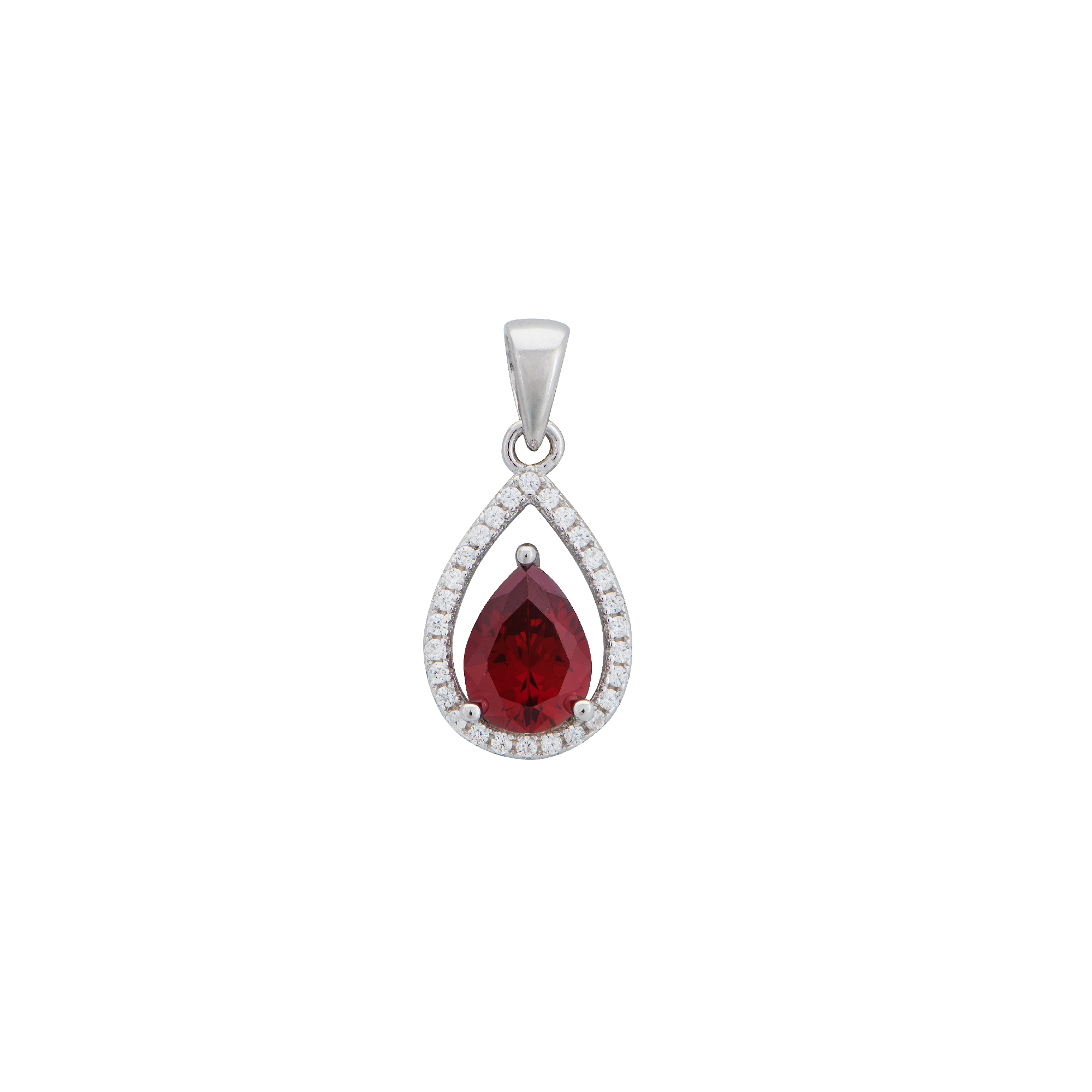 Sterling Silver Garnet CZ Pendant