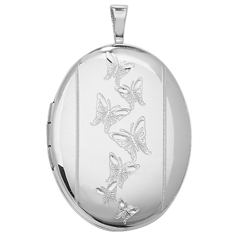 Oval Locket With Butterflies