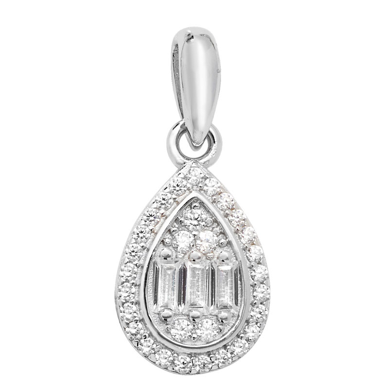 CZ Tear Drop Pendant