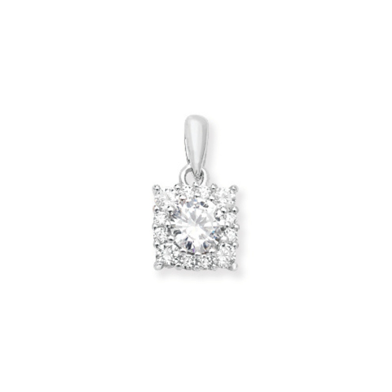 Silver CZ Square Pendant