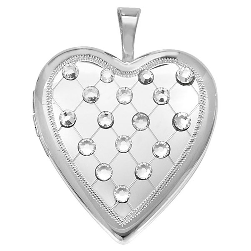Quilted Crystal Heart Locket