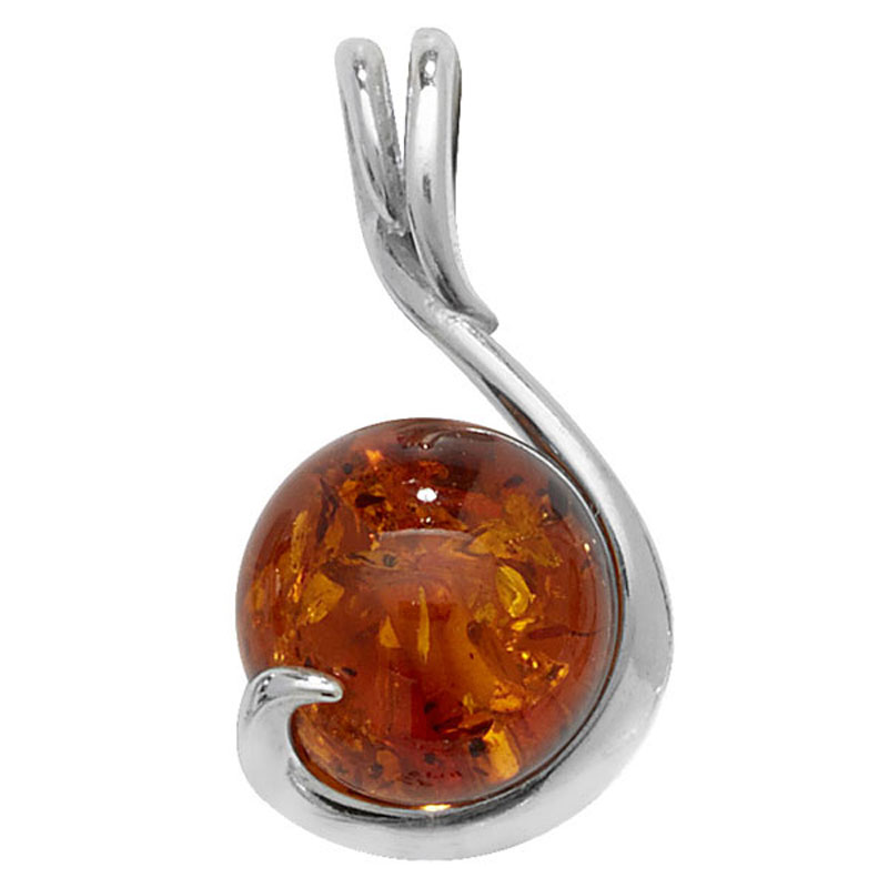 Drop Pendant With Amber Stone