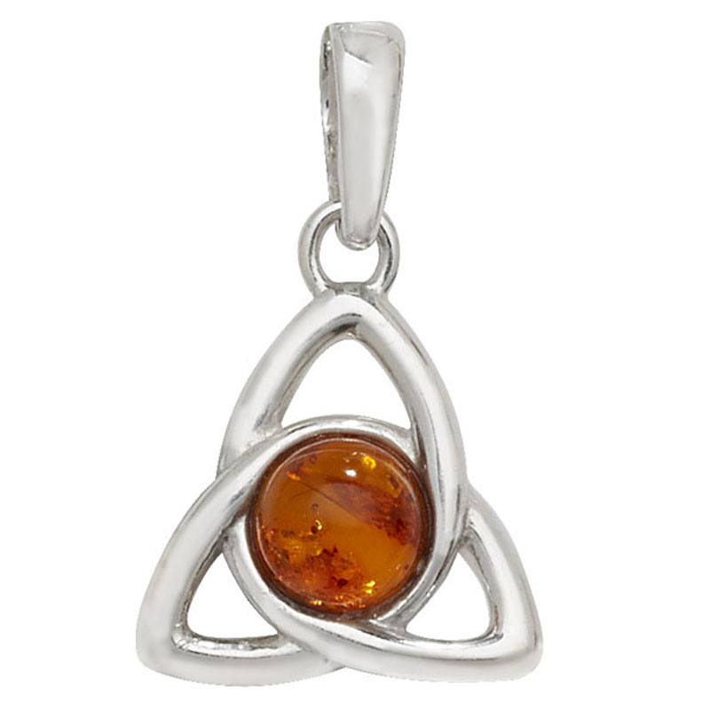 Trinity Knot Pendant With Amber Stone