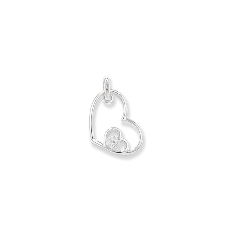 Silver Heart Pendant With CZ