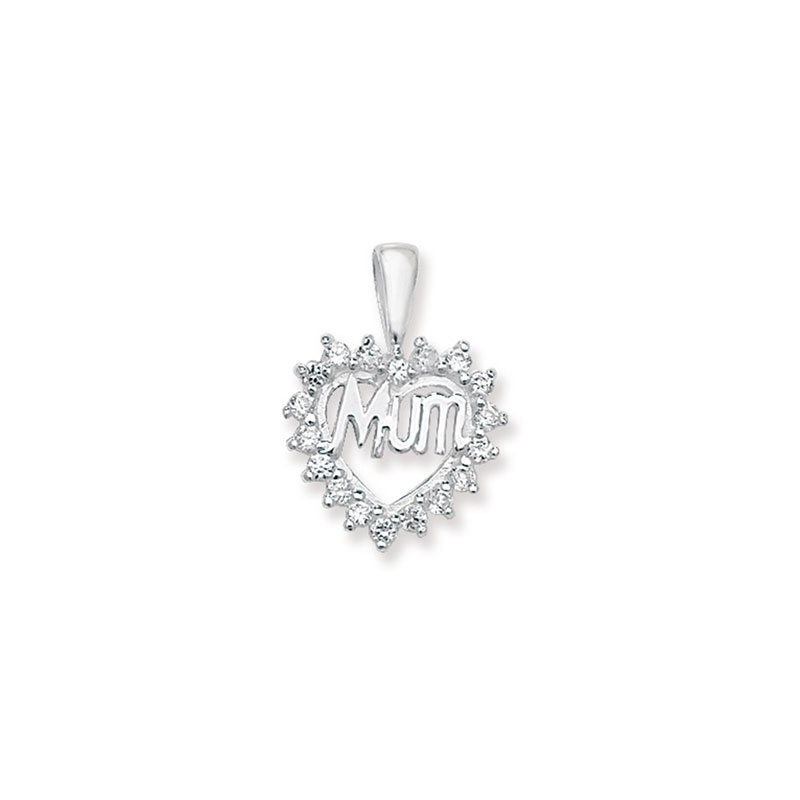 Mum Heart CZ Pendant