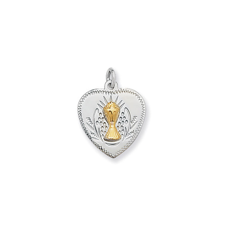 Two Tone Heart Holy Communion Pendant