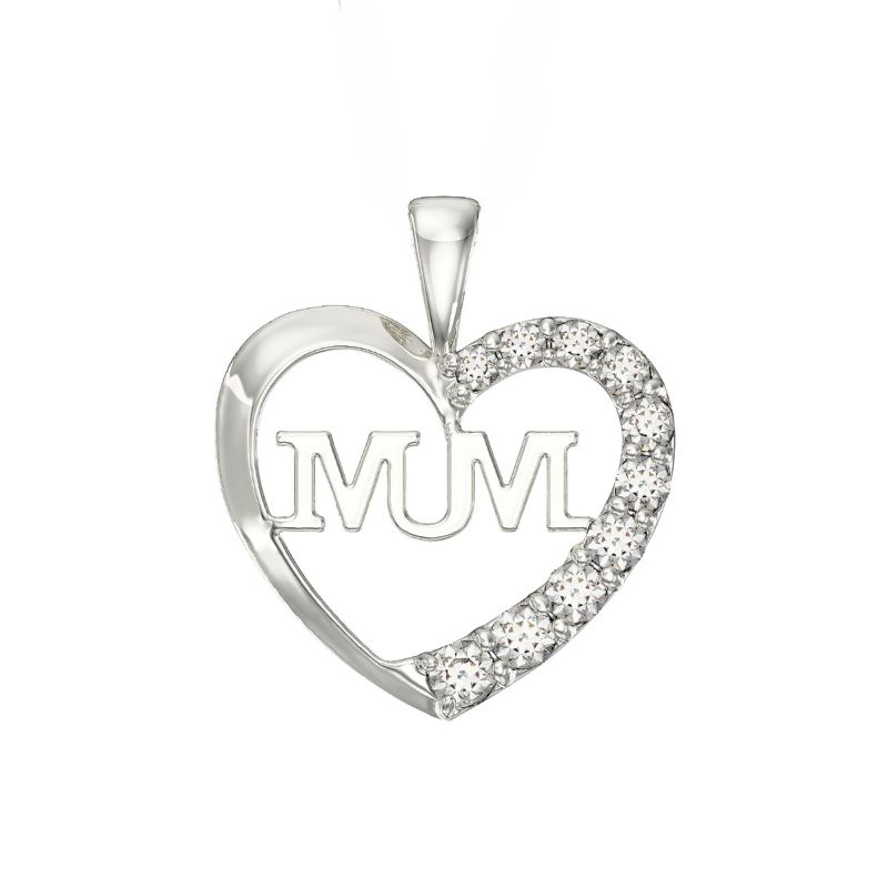 CZ Mum Heart Pendant