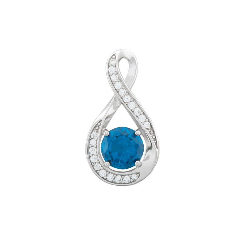 Blue Topaz CZ Pendant with Twist