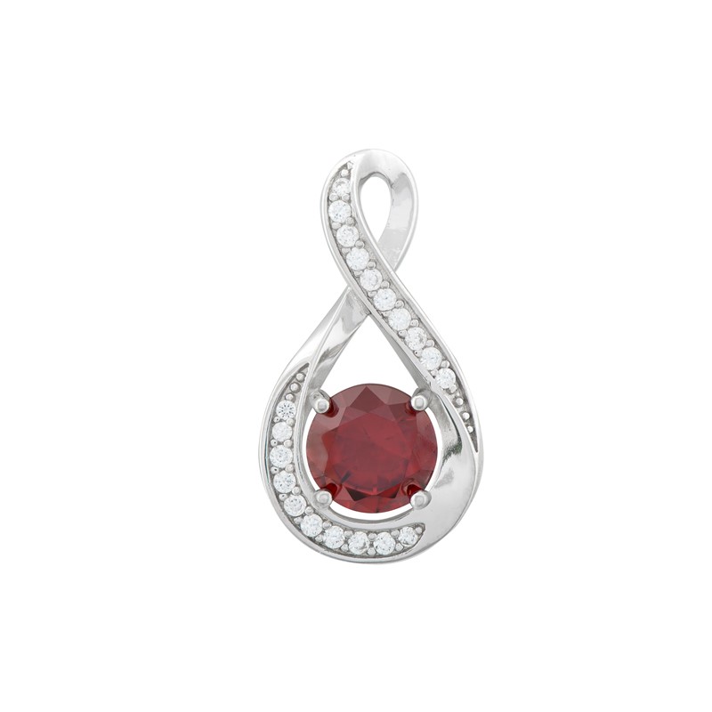 Red Garnet CZ Pendant with Twist