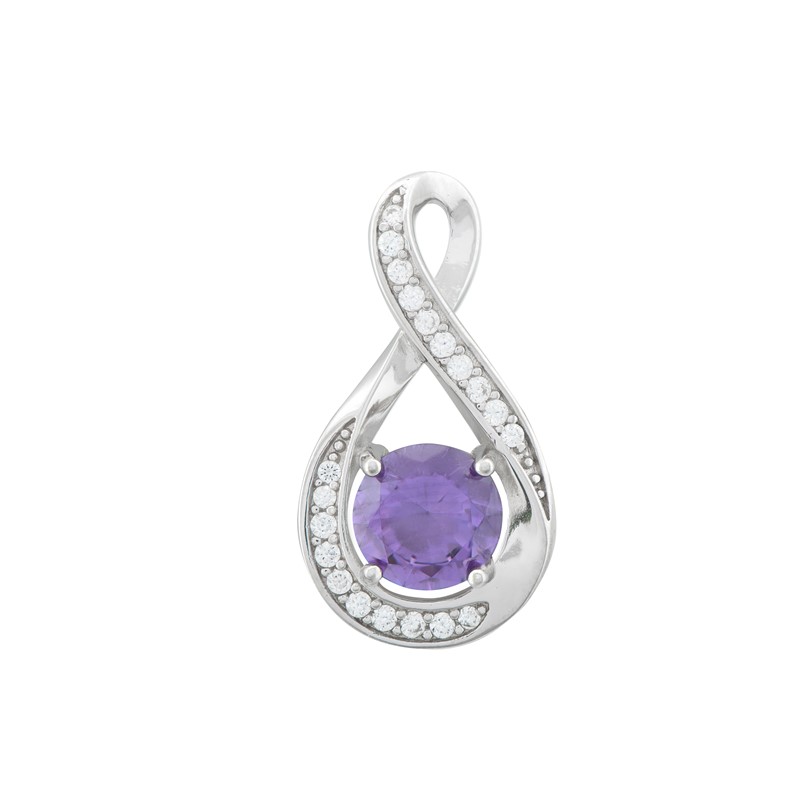 Amethyst CZ Pendant with Twist