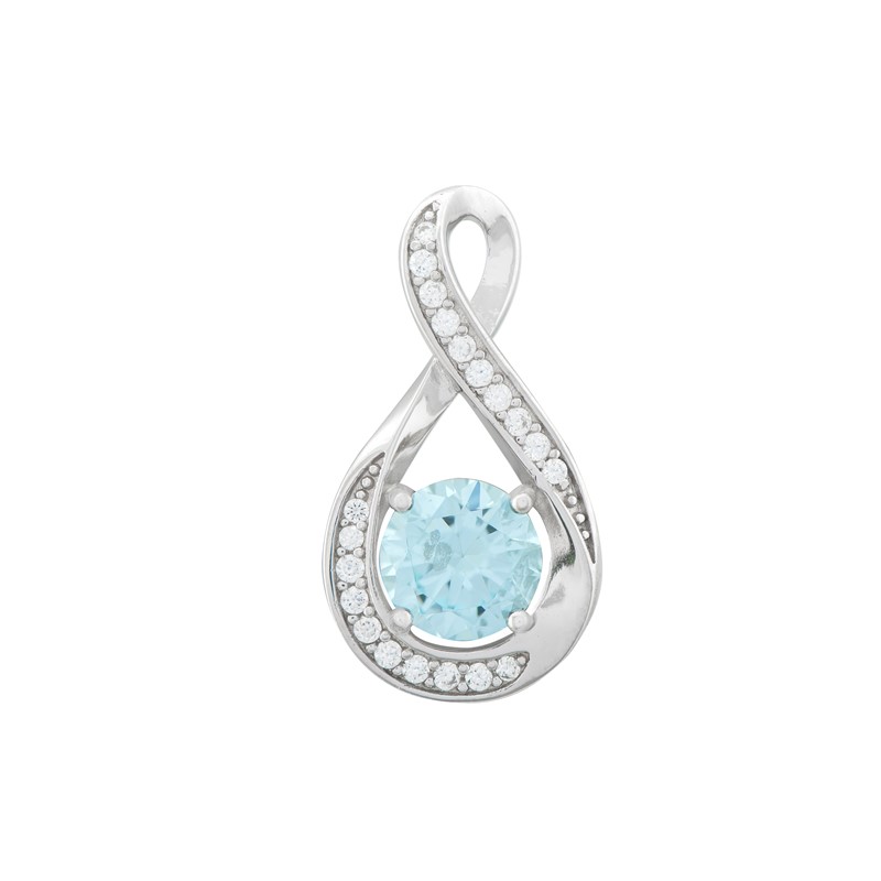 Aquamarine CZ Pendant with Twist