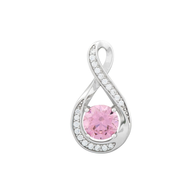 Pink CZ Pendant with Twist