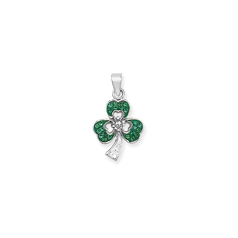 Green CZ Shamrock Pendant