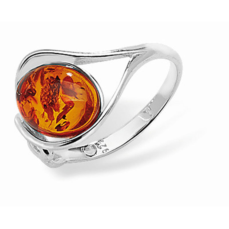 Silver and Amber Ring