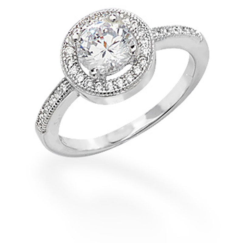 Round Silver CZ Ring