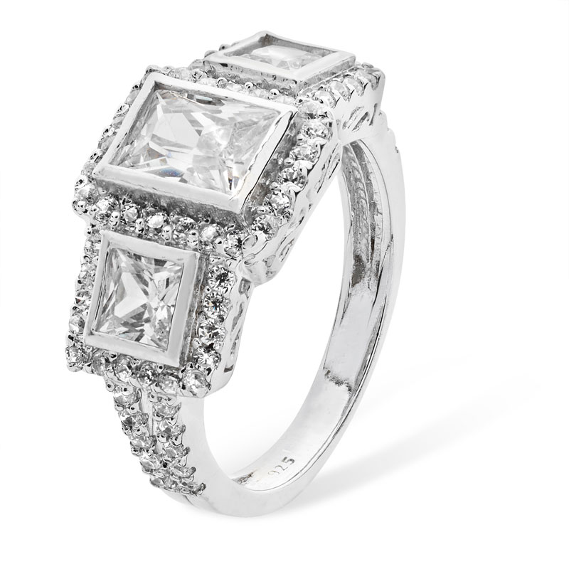 Triple CZ Square Ring