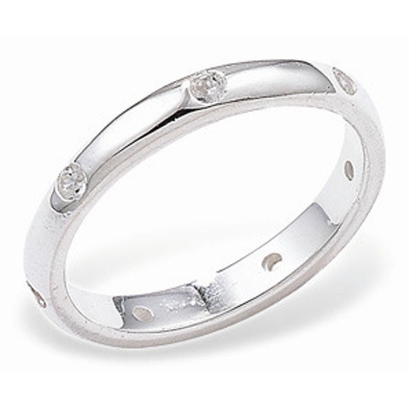 Plain Ring Band With CZ Detail