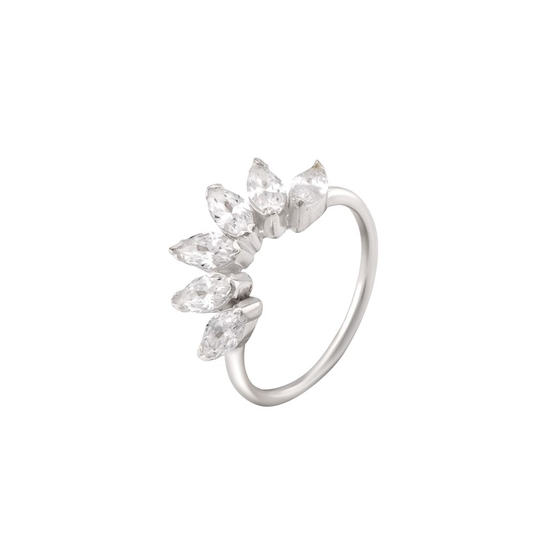 Silver CZ Semi Circle Ring