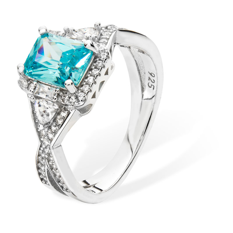 Aqua Blue CZ Ring