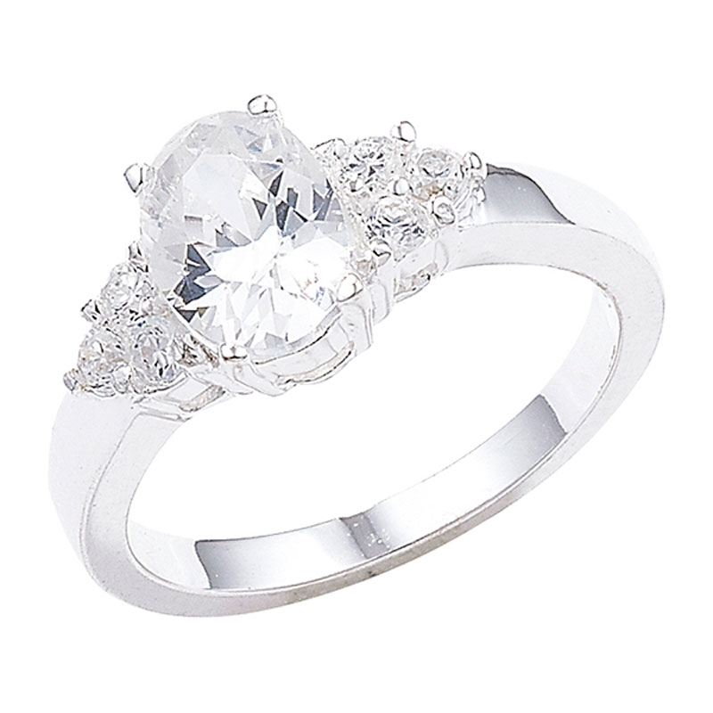 Silver CZ Ring With Shoulder Detail