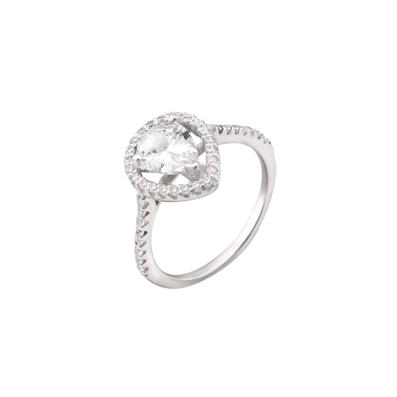 Silver CZ Pear Shape Ring