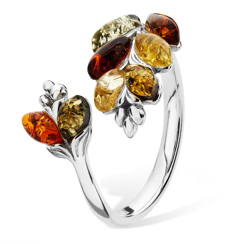 Amber Three Tone Leaf Ring