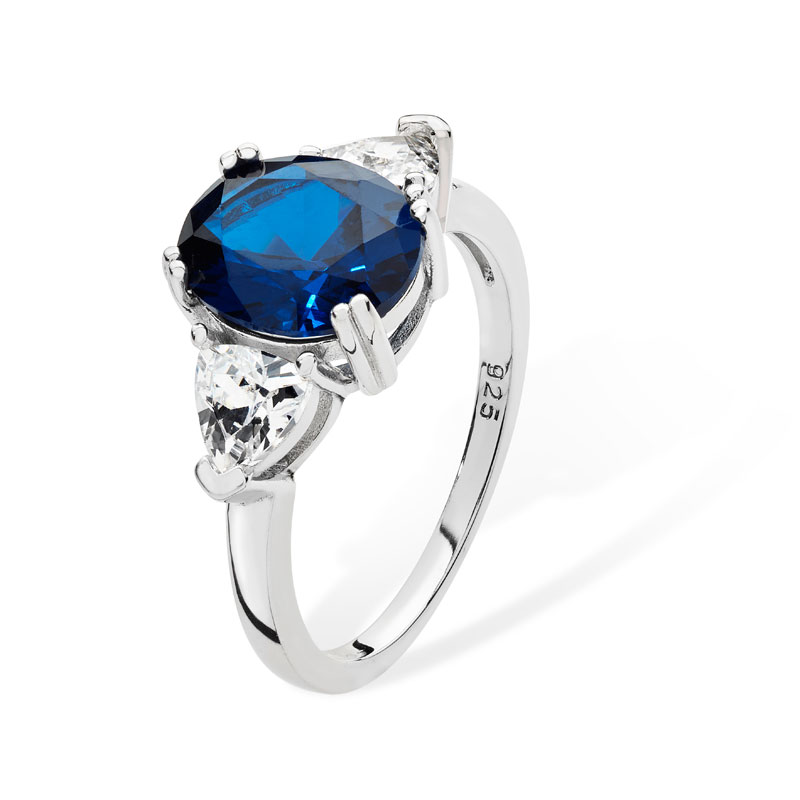Silver Ring with Sapphire Centre