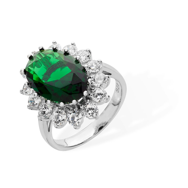 Emerald Green Cluster Ring