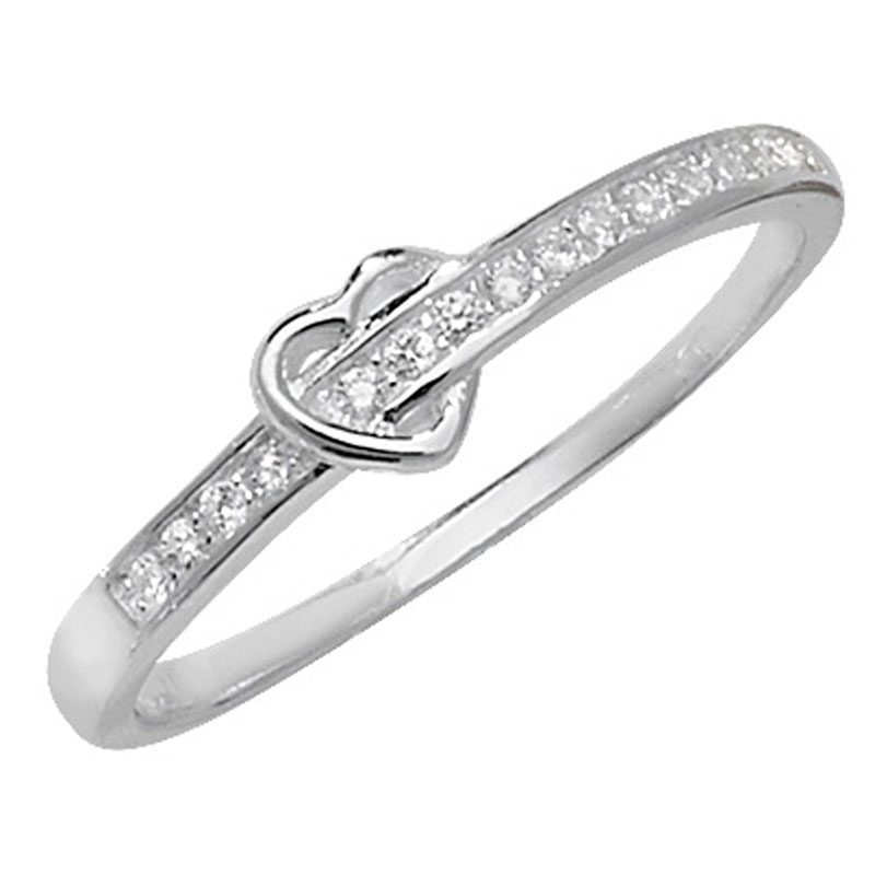 Silver Band With Heart Ring
