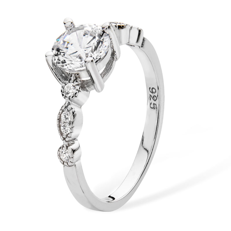 Silver CZ Ring With Detail
