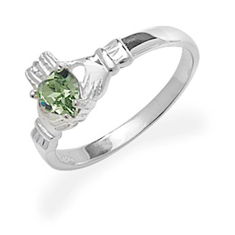 Claddagh Ring With Green Heart