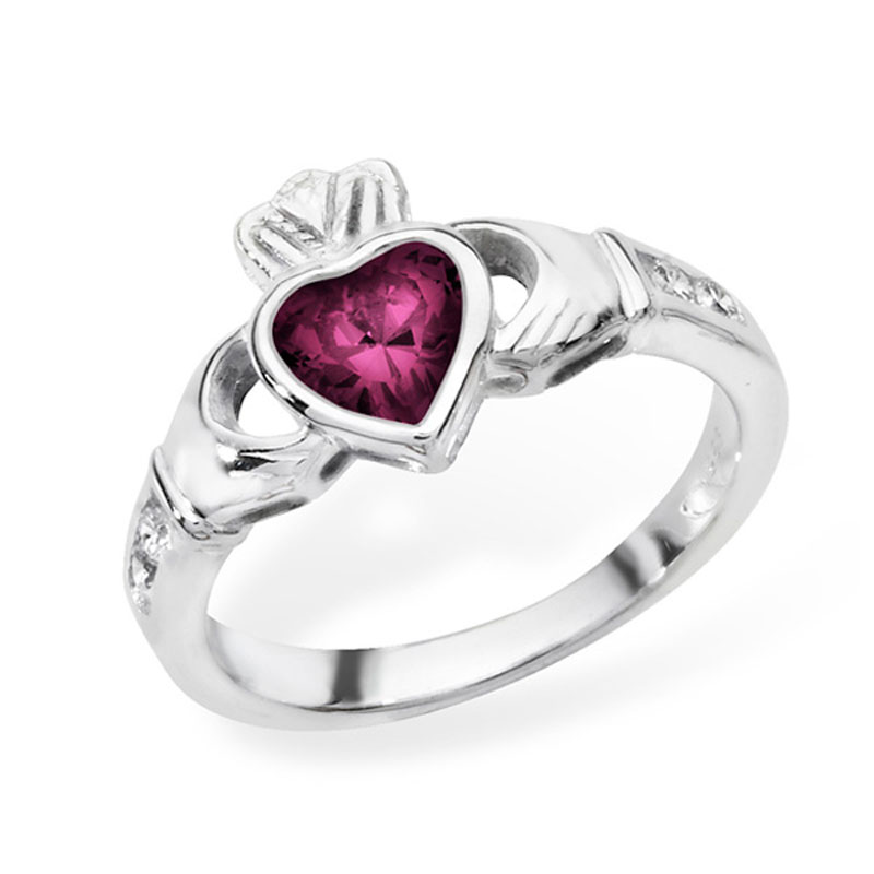 February Birthstone Claddagh Ring