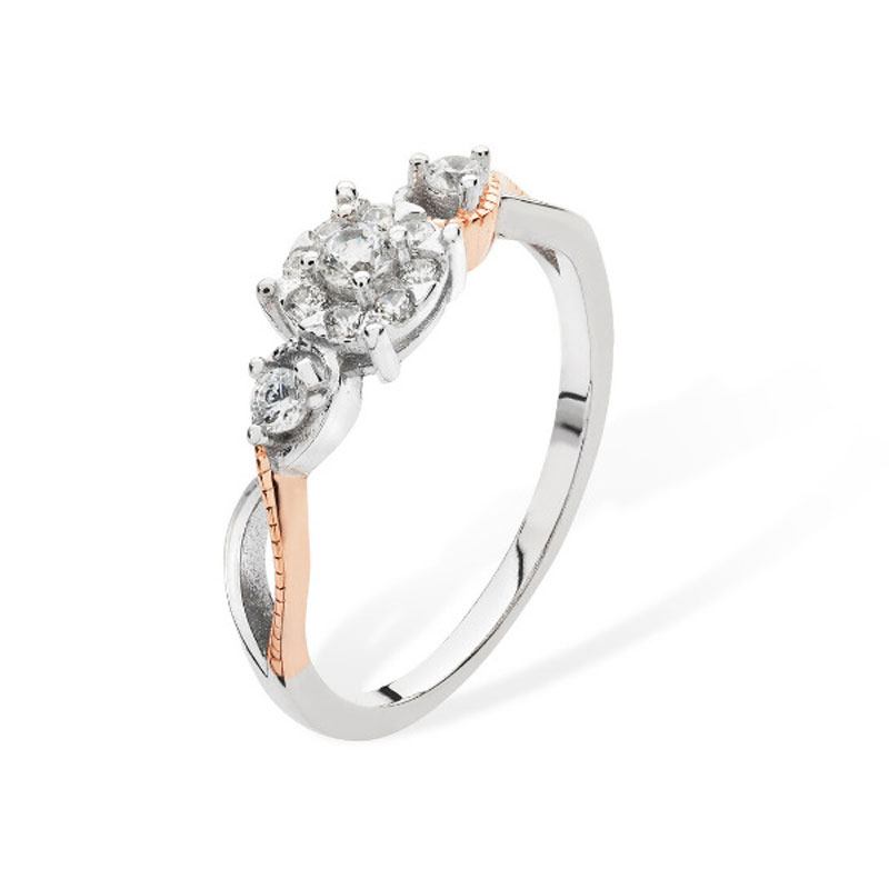 Two Tone CZ Ring with shoulders