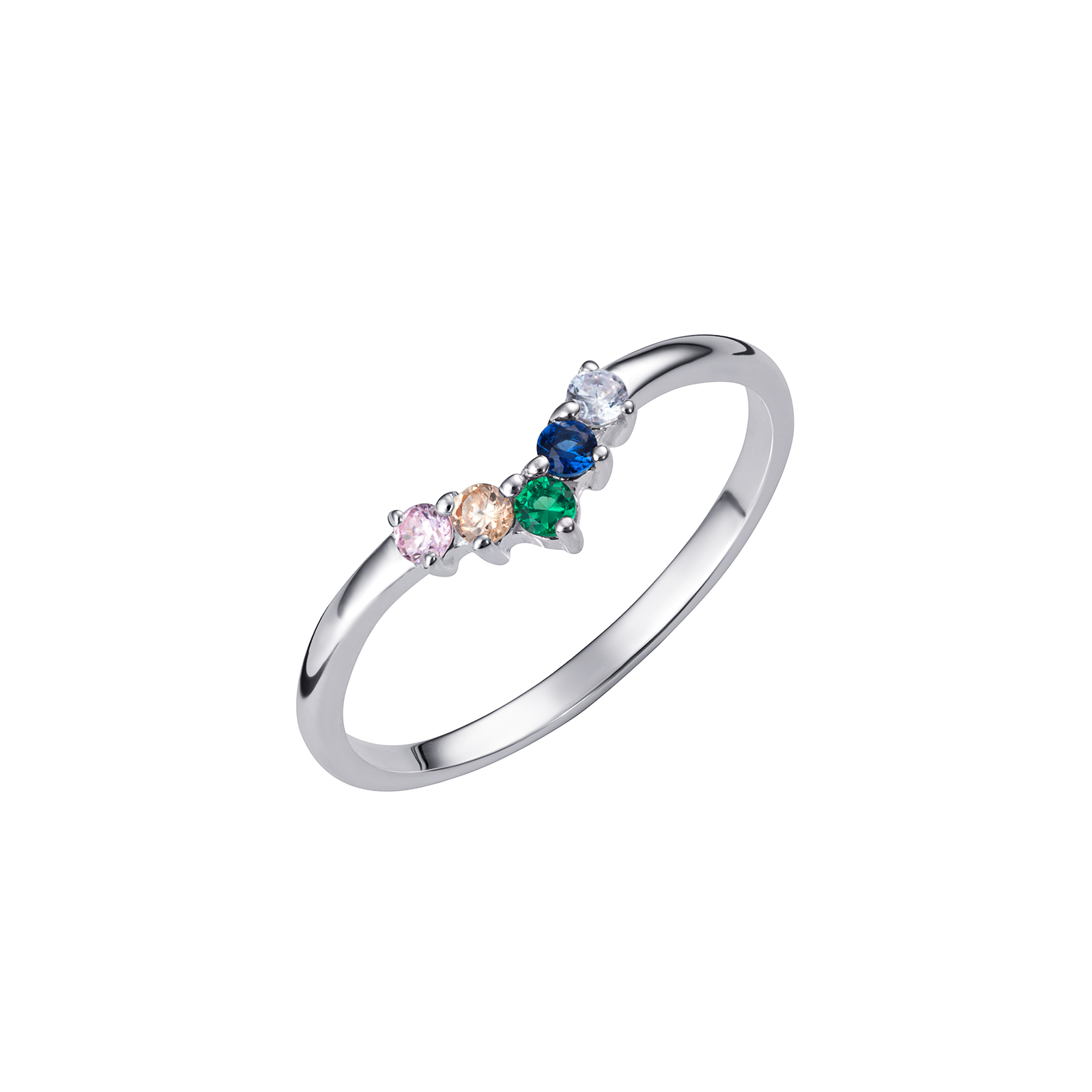 S/S CZ Wishbone Ring