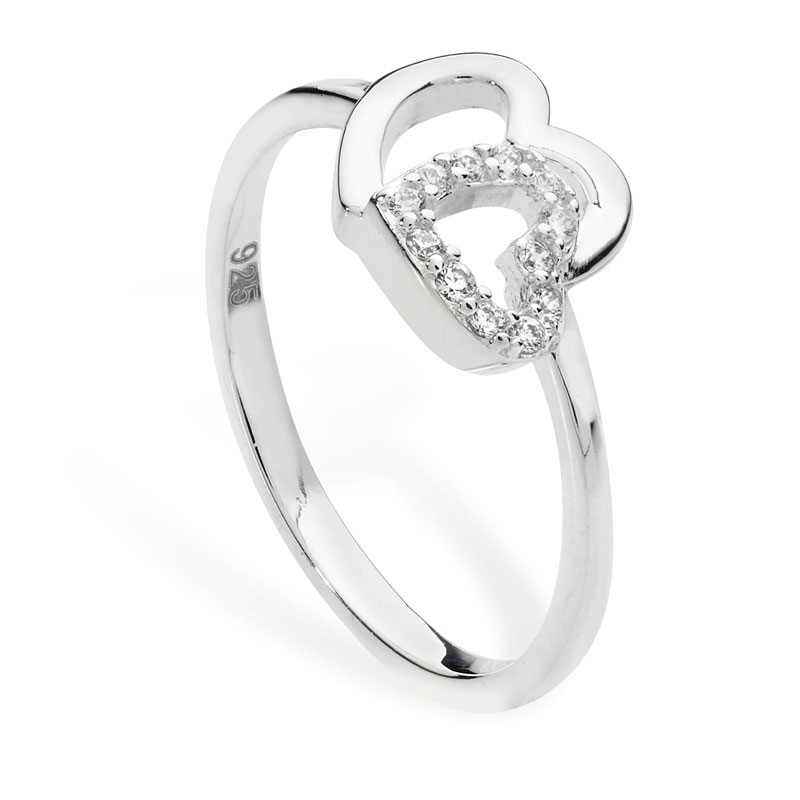 Double Heart CZ Ring