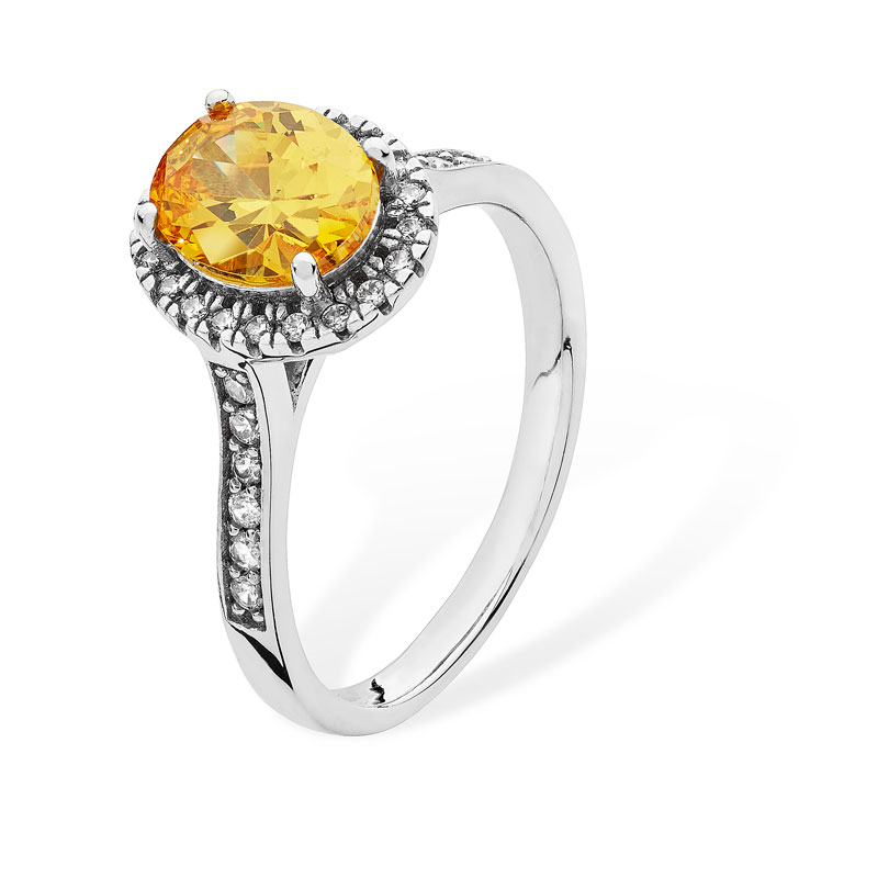 Round Yellow CZ Ring