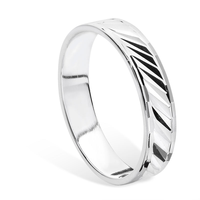 Silver Faceted Linear Band Ring