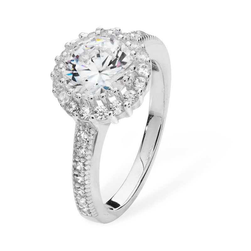 Silver Round CZ Ring
