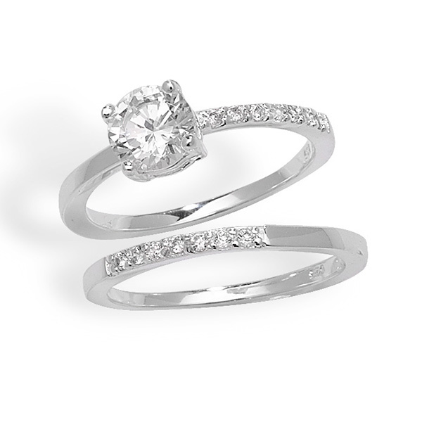 Silver Twin CZ Rings